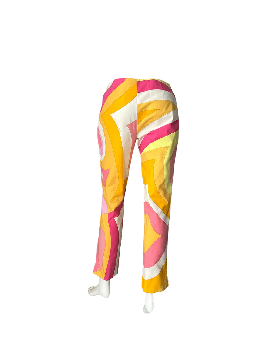 ＊値下げ＊EMILIO PUCCI cottonパンツ Emilio Pucci Pants Colorful Abstract Print Cropped Cotton