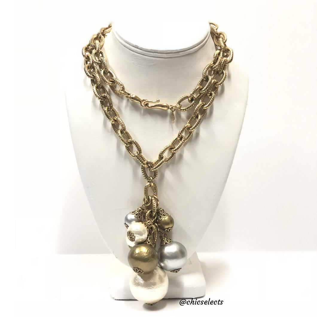 LORREN BELL TEXTURED CURB CHAIN LINK NECKLACE 30”