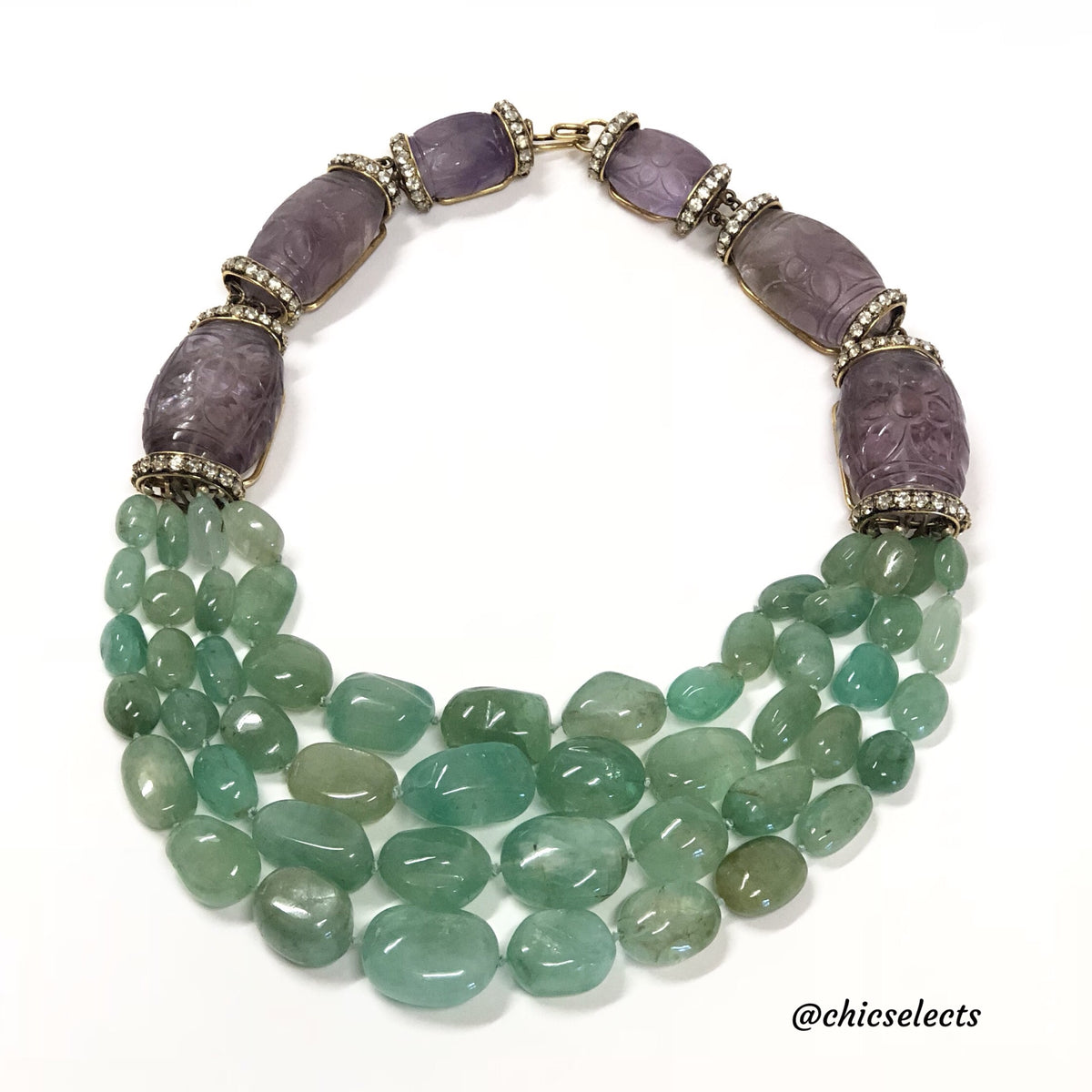 Iradj Moini Amethyst And Emerald Green Crystal Necklace Chic Selects Of Palm Beach 2770