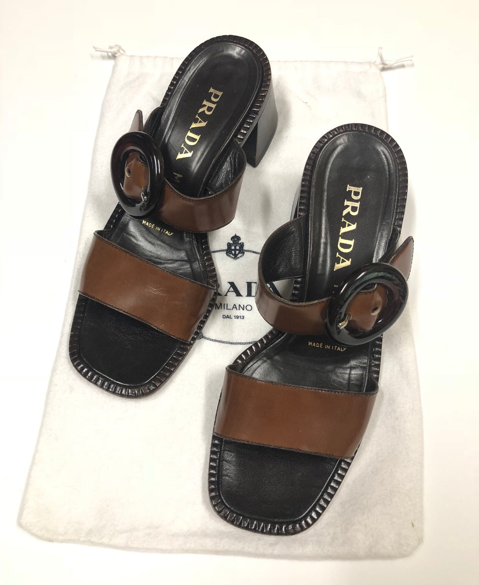 Prada double outlet strap sandals