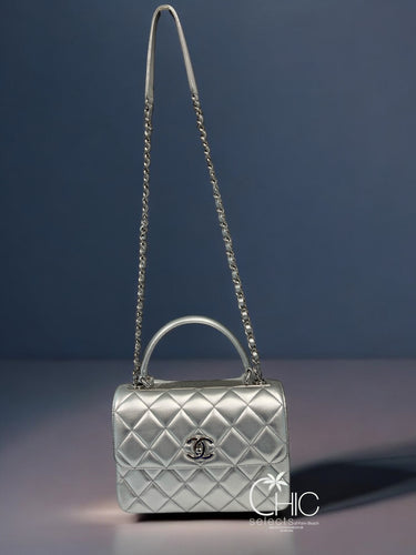 CHANEL Trendy CC Top Handle Bag Quilted Metallic Lambskin Leather