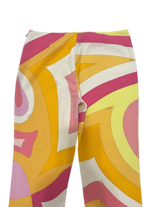 Emilio Pucci Pants Colorful Abstract Print Cropped Cotton Size 38