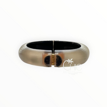 Alexis Bittar Luminous Gray Lucite Swarovski Crystal Bracelet-Hinged Bangle