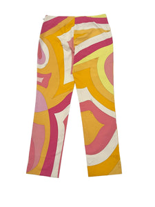 Emilio Pucci Pants Colorful Abstract Print Cropped Cotton Size 38