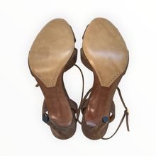 Ralph Lauren Kandice Goat Suede Ankle Strap High Heel Sandals Size 39