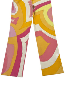 Emilio Pucci Pants Colorful Abstract Print Cropped Cotton Size 38