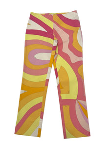 Emilio Pucci Pants Colorful Abstract Print Cropped Cotton Size 38