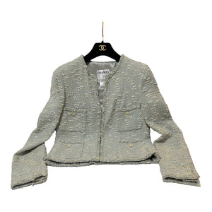 CHANEL Pastel Tweed Skirt Suit Logo Enamel Buttons 2007 Cruise Size 36
