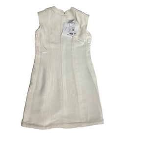 NWT Chanel 20K White Tweed Sleeveless Dress Pearl & Crystal Shoulder Detail Size 36