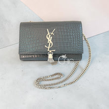 Saint Laurent Classic Monogram Tassel Crossbody Bag Crocodile Embossed Leather