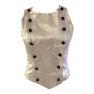 NWT Chanel Ivory Silk Tuxedo Vest Double Breasted Size 38