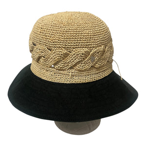 Helen Kaminski Kalola Cloche Straw/Cotton Hat