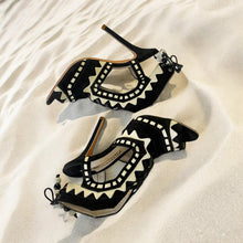 Sophia Webster Riko Black & White Suede Heels Sandals Size 39.5