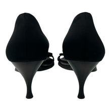SALVATORE FERRAGAMO Black Satin D'Orsay Ruffle Open Toe High Heel Pumps, Sz 8.5 2A