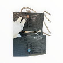 Saint Laurent Classic Monogram Tassel Crossbody Bag Crocodile Embossed Leather
