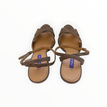 Ralph Lauren Kandice Goat Suede Ankle Strap High Heel Sandals Size 39