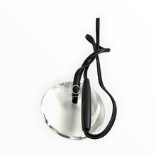 Monies Vintage Oversized Lucite Disc Ebony wood Leather Long Pendant Necklace