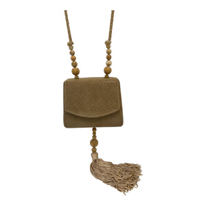 RAFAEL SÁNCHEZ Taupe suede beaded Tassel Shoulder Vintage Bag