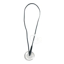 Monies Vintage Oversized Lucite Disc Ebony wood Leather Long Pendant Necklace