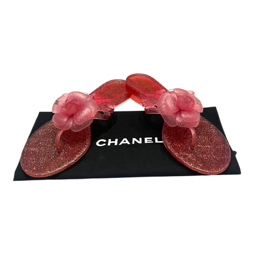 CHANEL Jelly Glitter
Camellia Thong Sandals Size 38