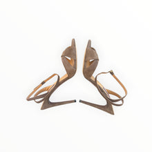 Ralph Lauren Kandice Goat Suede Ankle Strap High Heel Sandals Size 39