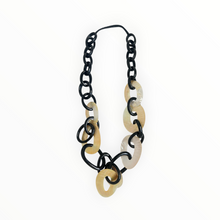 VINTAGE Necklace with Mother Pearl Shell/Wood Links Necklace