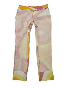 Emilio Pucci Pants Colorful Abstract Print Cropped Cotton Size 38