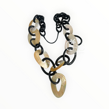VINTAGE Necklace with Mother Pearl Shell/Wood Links Necklace