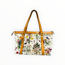 Gucci Abbey Multicolor Floral Printed Canvas and Leather Medium Tote
