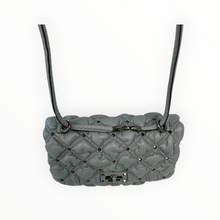 Valentino Garavani Medium Leather Gray Spike Me Quilted Shoulder Handbag