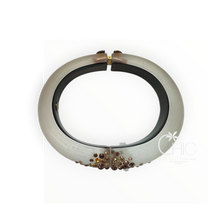 Alexis Bittar Luminous Gray Lucite Swarovski Crystal Bracelet-Hinged Bangle