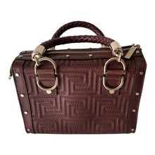 Gianni Versace Couture Brown Greca Quilt Top Handle Handbag