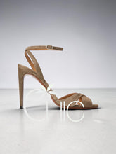 Ralph Lauren Kandice Goat Suede Ankle Strap High Heel Sandals Size 39