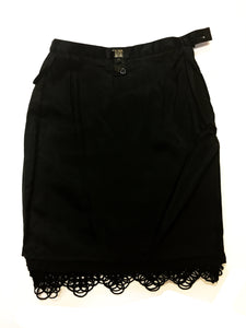 ESCADA COUTURE BLACK SILK CROCHET SKIRT SIZE 36