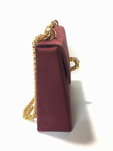 PALOMA PICASSO COUTURE CRANBERRY SUEDE UPRIGHT CHAIN SHOULDER BAG