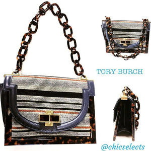 AUTHENTIC TORY BURCH NEEDLEPOINT RESIN TOP BAG