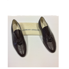 GIORGIO ARMANI CHOCOLATE LEATHER FLATS