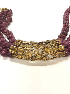 IRADJ MOINI CARVED RUBY AND CITRINE CHOKER
