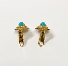 KENNETH JAY LANE GOLD TURQUOISE RESIN CABOCHONS/CRYSTAL NECKLACES AND EARRINGS