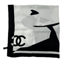 AUTHENTIC CHANEL MADEMOISELLE COCO BLACK/WHITE SILK SCARF