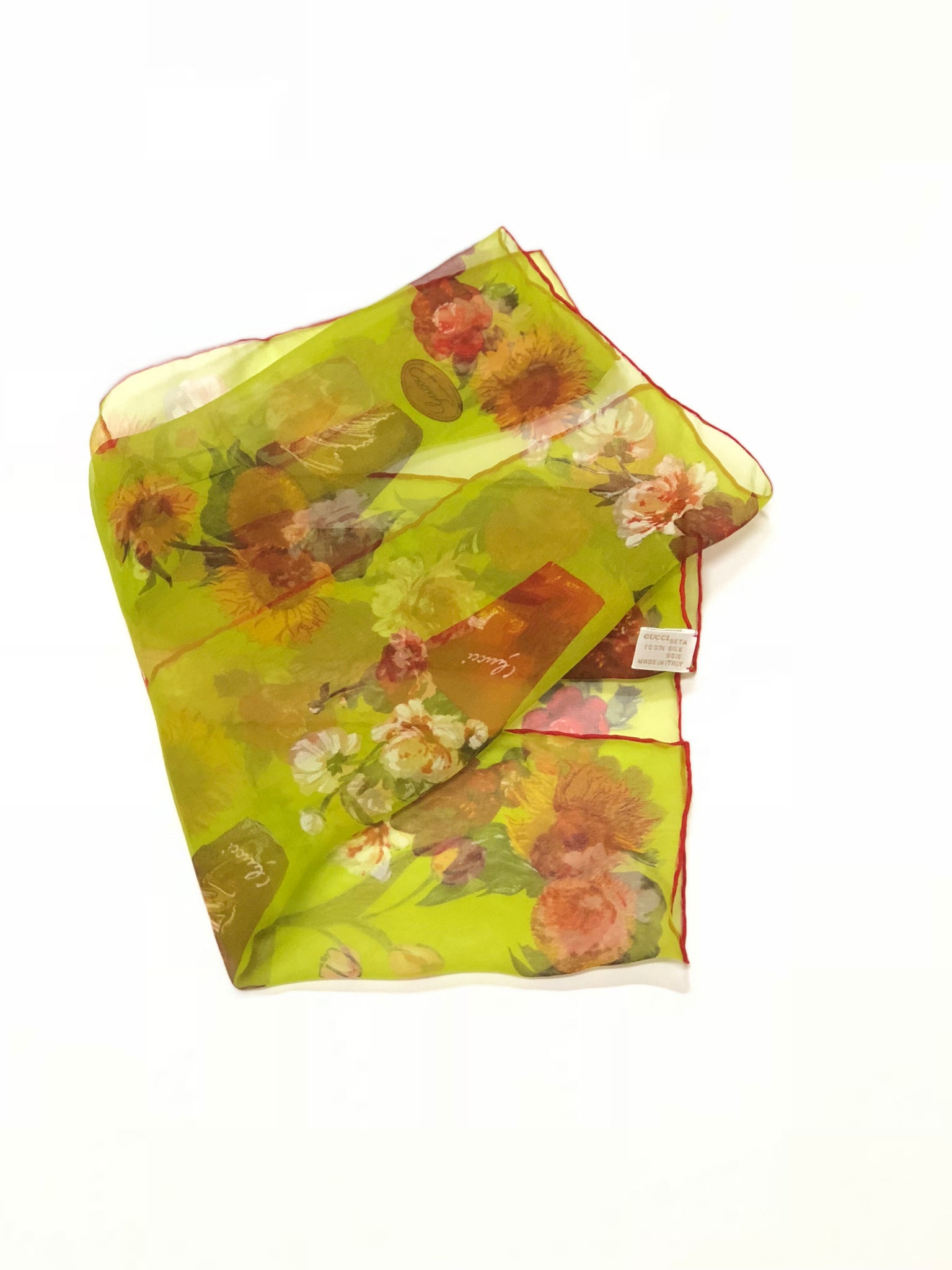 gucci plant pot GUCCI SHEER SILK FLOWER POT SQUARE HANDKERCHIEF SCARF – Chic Selects of Palm Beach