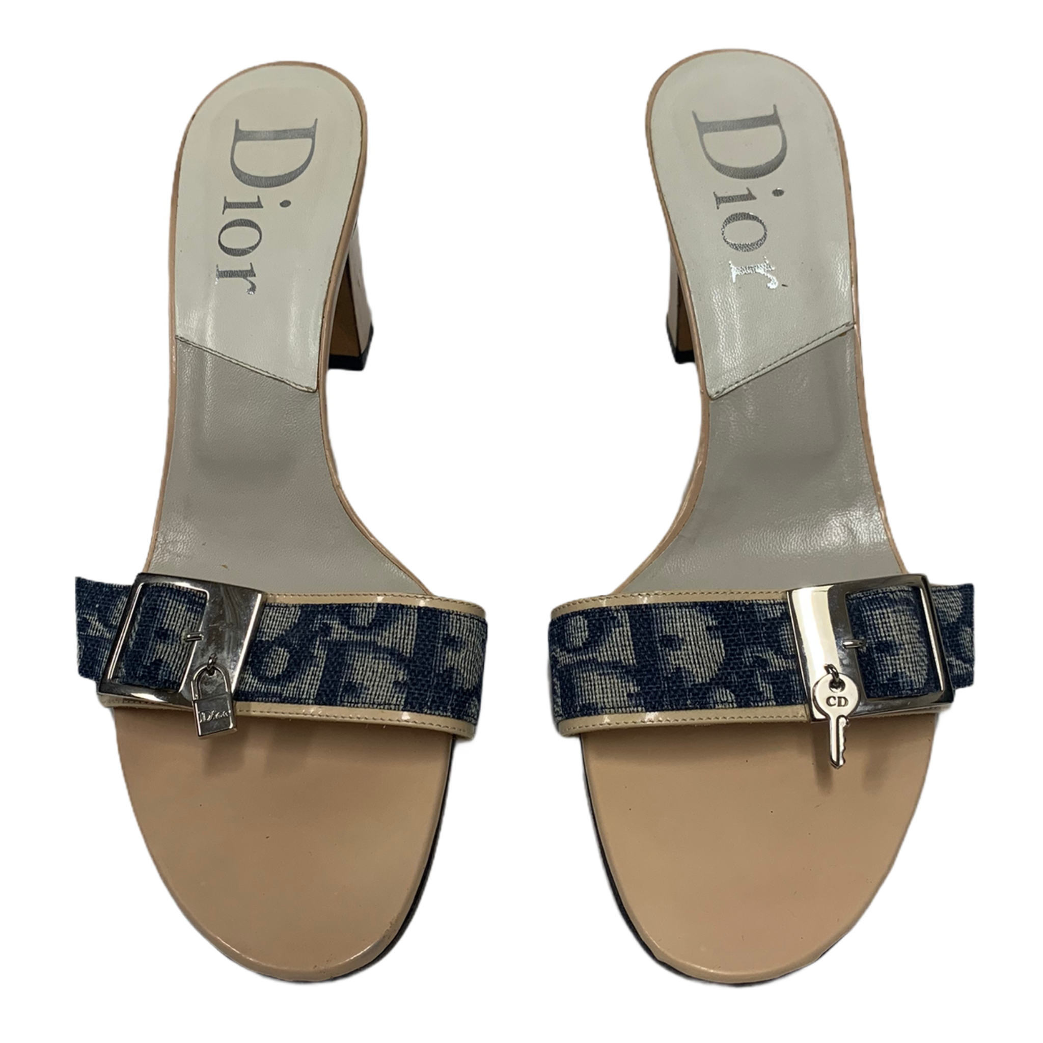 CHRISTIAN DIOR VINTAGE MULES SANDALS KEY/LOCK CHARM SIZE 39 – Chic CHRISTIAN DIOR VINTAGE MULES SANDALS KEY/LOCK CHARM SIZE 39 – Chic