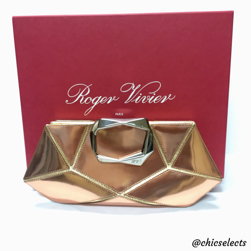 ROGER VIVIER PRISMICK METALLIC LEATHER CLUTCH