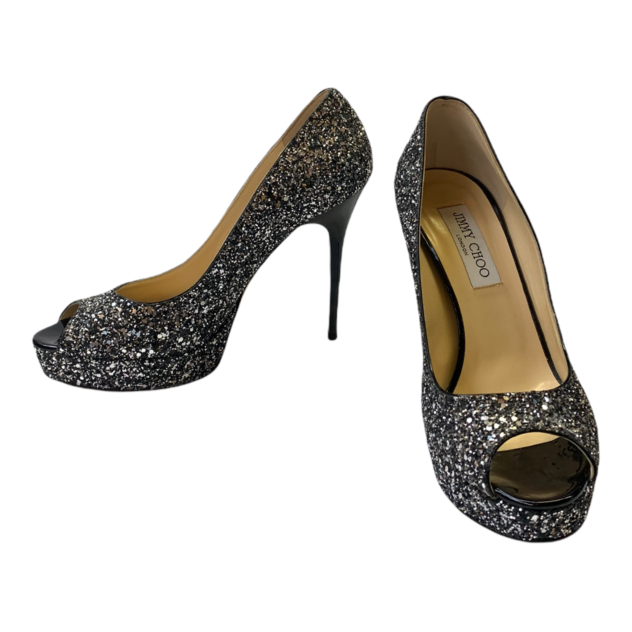 Glitter High Heel Sandals in Black | iCLOTHING - iCLOTHING