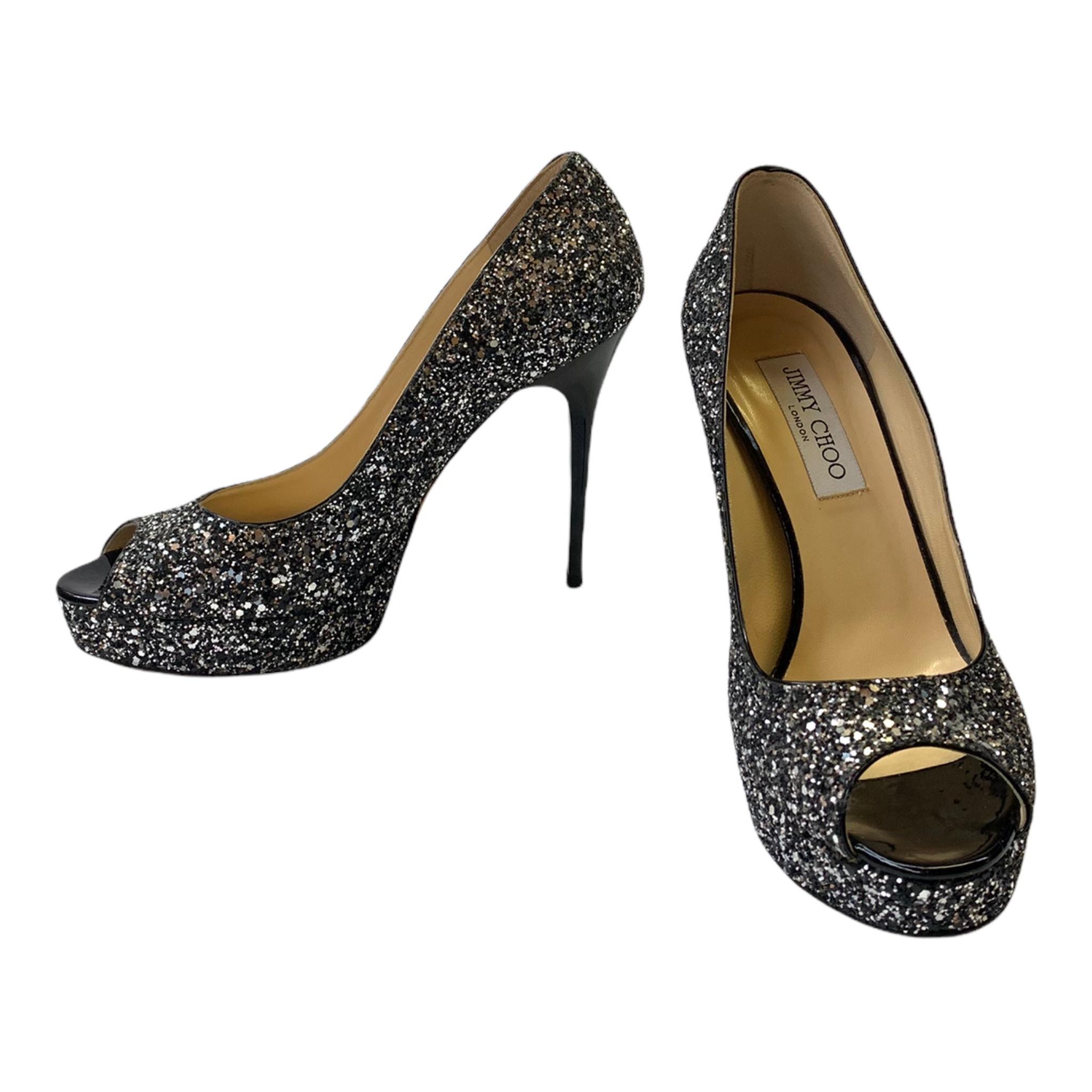 Glitter peep toe sales pumps