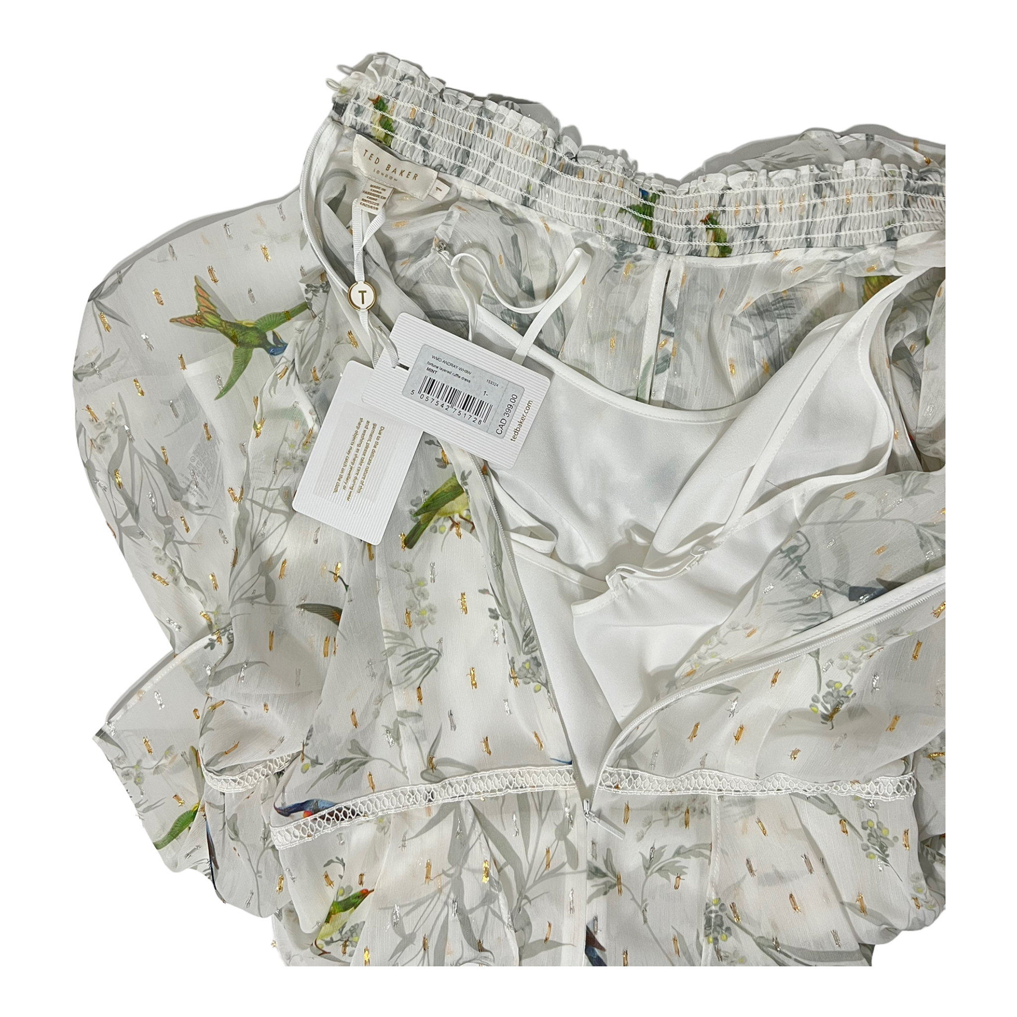 NWT TED BAKER ANDRAY Fortune Layered Ruffle Mint Dress Zs 4