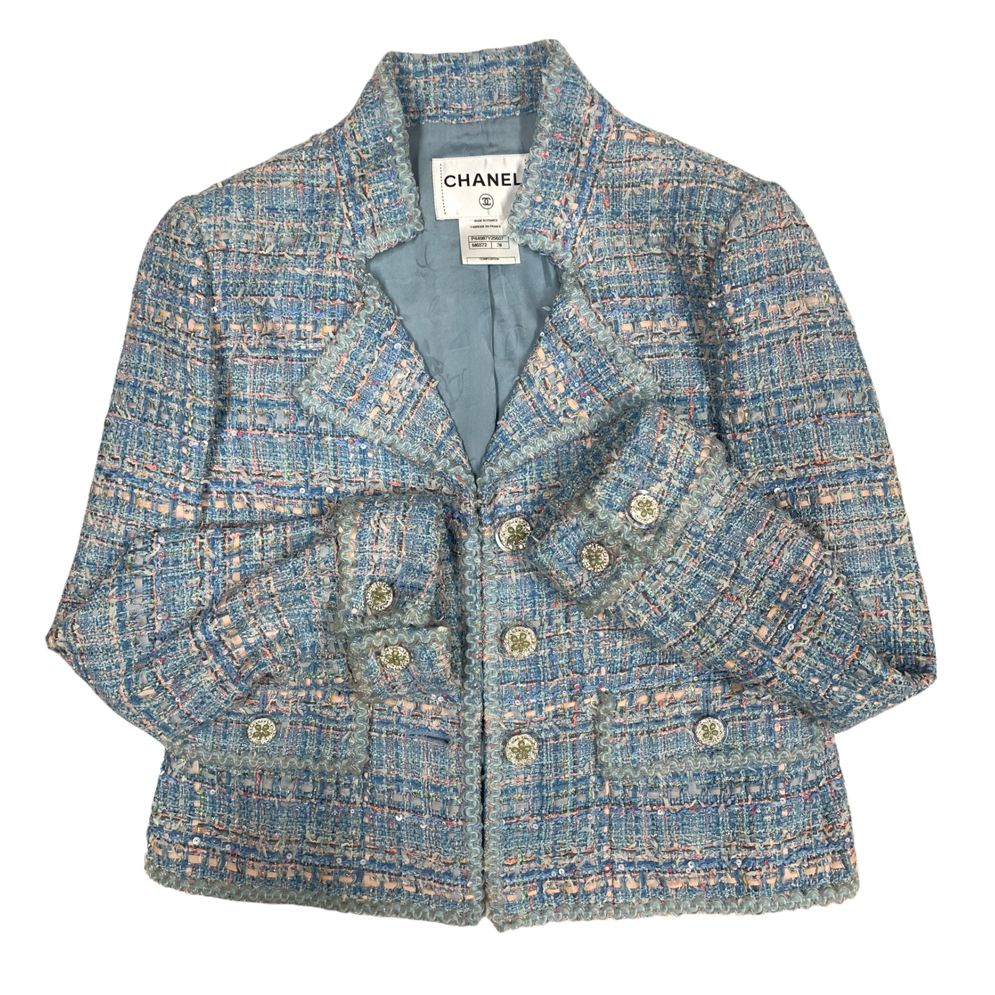 CHANEL BLUE PASTEL TWEED JACKET from ''Paris - Versailles'' Collection –  Chic Selects of Palm Beach