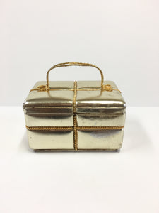JUDITH LEIBER VINTAGE GOLD LEATHER GIFT BOX CLUCTH