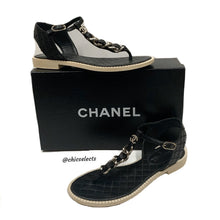 AUTHENTIC CHANEL 15P CC QUILTED CHAIN T-STRAP FLATS THONG SANDALS SIZE 36