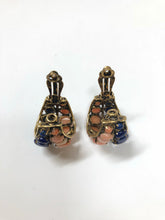 IRADJ MOINI PINK CORAL-LAPIS CABOCHON CLIP-ON EARRINGS